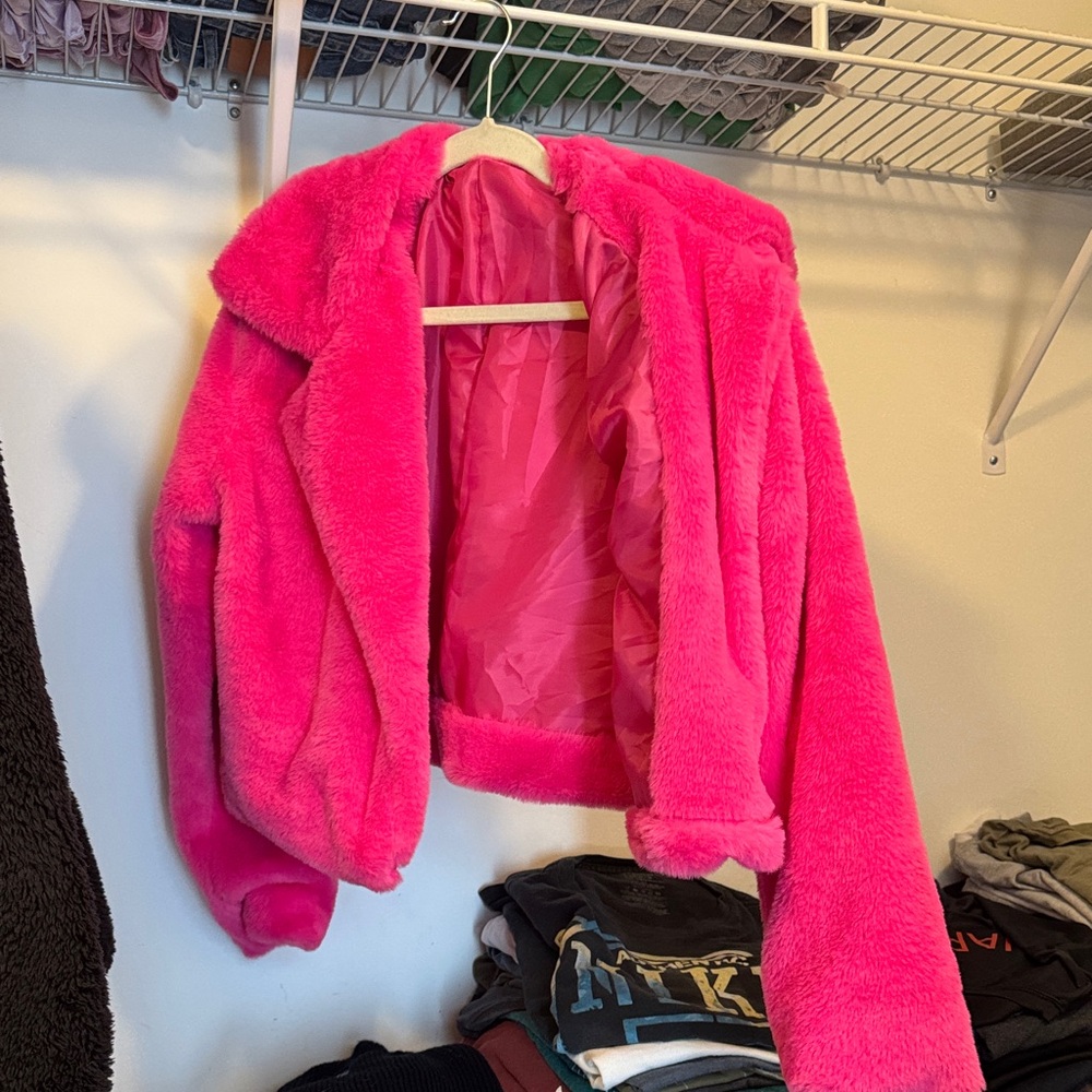 Vibrant Pink Faux Fur Jacket